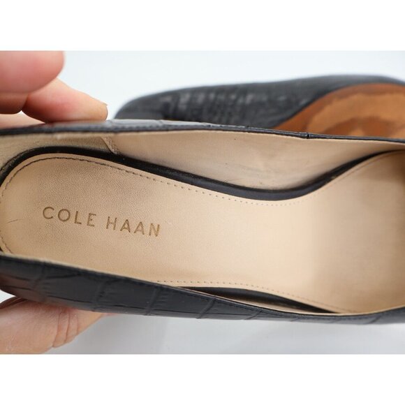 Cole Haan Women's Karena Pump Size 7 Block Heel Black Croc Leather Shoe - Picture 10 of 11